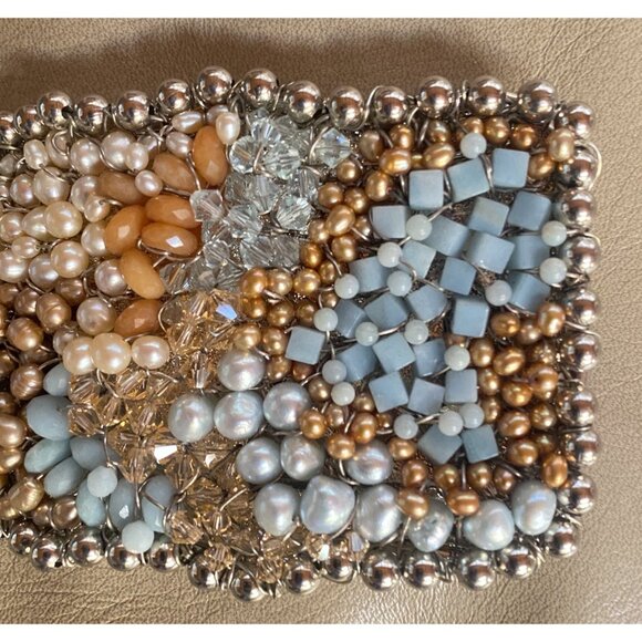 Pearl Amazonite Crystal Silver Balls Belt Buckle Handmade Cowgirl Bling 4” X 2.5 main image 10